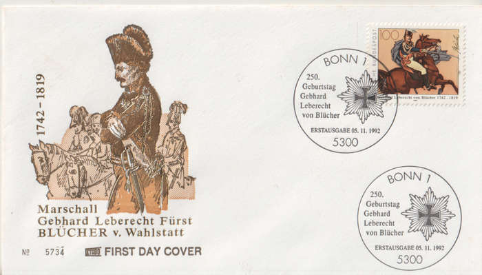 GERMANY 1992 The 250th Anniversary of Gebhard Leberecht von Blücher, Marshal FDC SG 2490
