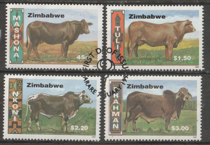 ZIMBABWE  1997 Cattle Breeds UNH SG 938-41