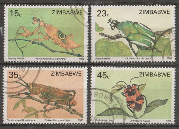 ZIMBABWE  1988 Insects UNH SG 724-7