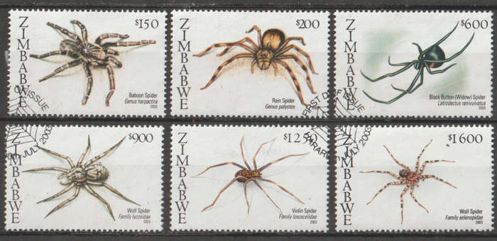 ZIMBABWE  2003 Spiders of Zimbabwe UNH SG 1108-13