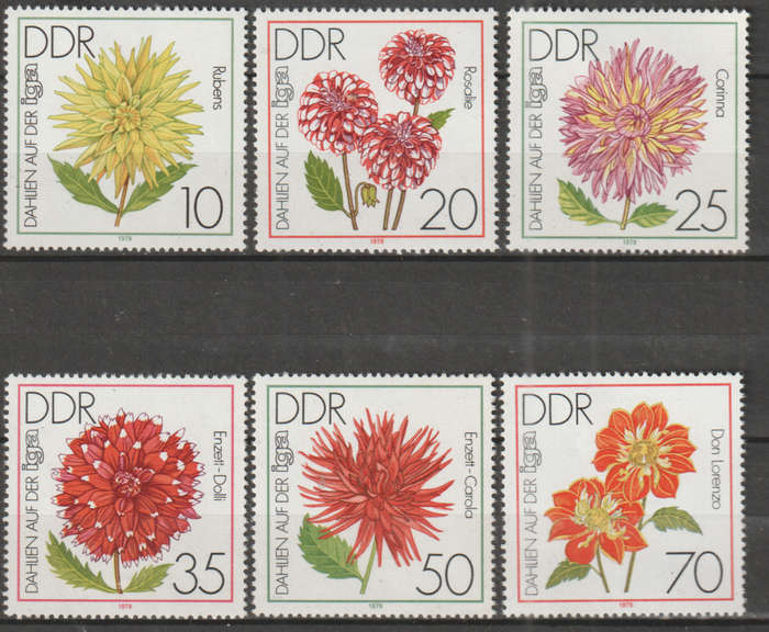DDR 1979 Flowers - Dahlias - International Garden Exhibition, Erfurt UMM SG E2145-50