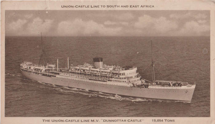 UNION CASTLE LINE DUNNOTTAR CASTLE USED POSTCARD