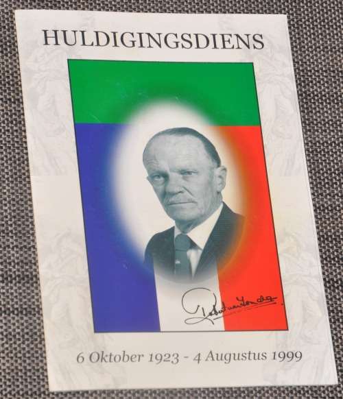 BEGRAFNIS PROGRAM Robert van Tonder (BOERESTAAT PARTY) - demanding Africana collectible