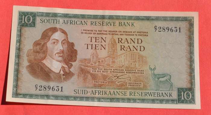 SOUTH AFRICA R10 1966 (Rissik), E/A, prefix C7, EF+ to AU