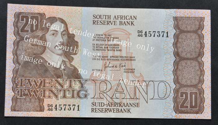 20 Rand 1984, D/6 prefix, E/A, GPC de Kock, 3rd issue - ***AU***