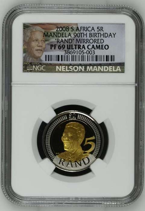 *** 2ND FINEST IN MIRRORED - ONLY 4 BETTER *** Mandela 90th Birthday Proof R5 - NGC PF69 Ultra Cameo