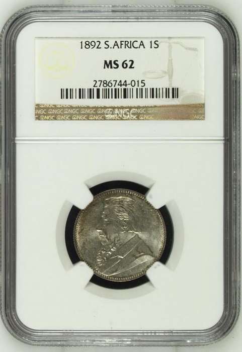 Z.A.R.1892 One Shilling (1S) - NGC Graded MS62 - Hern's UNC Value = R25,000.00. Hard To Find Better