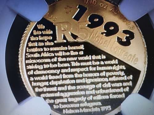 * THE ONE & ONLY * 2007 Protea 1/10 Ounce Gold Mandela Speech - Peace Dove Mint Mark * PF70 U/C *