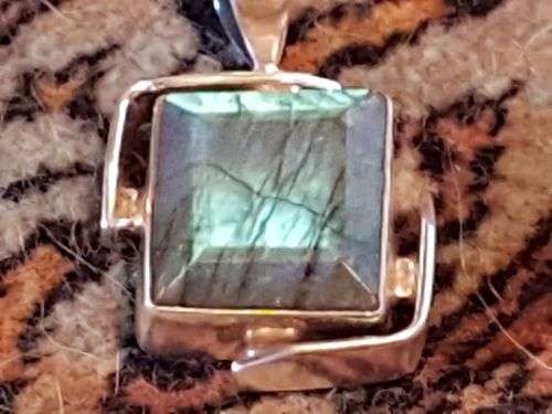 Stunning and Unique Pendant ~ Iridescent Labradorite Stone Bevel-set and Framed in Sterling Silver