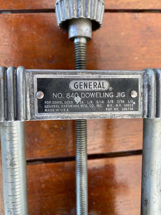 General USA no 840 Doweling Jig for Dowel Sizes 3/16, 1/4, 3/8, 7/16, and 1/2 inch Dowels.