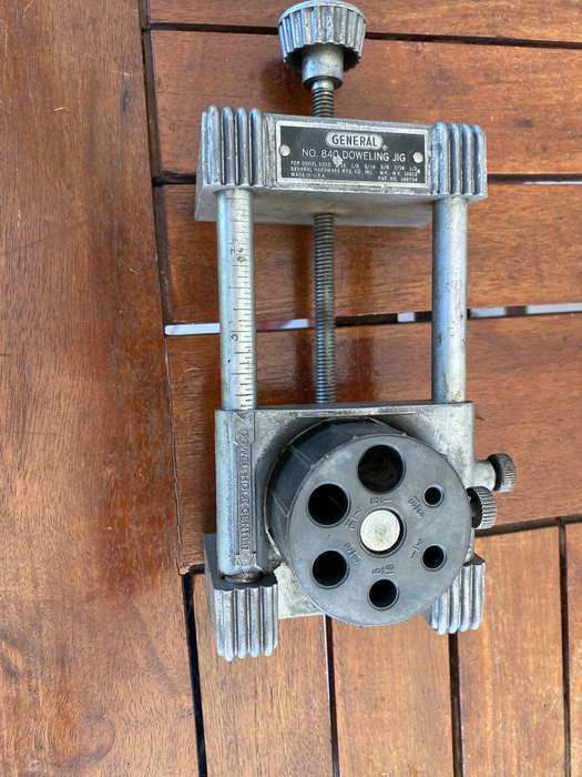 General USA no 840 Doweling Jig for Dowel Sizes 3/16, 1/4, 3/8, 7/16, and 1/2 inch Dowels.