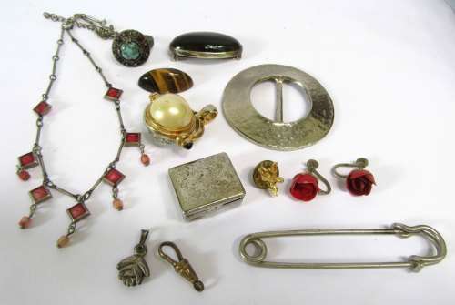 crystal lidded container in perfect damage free condition, assorted items of interest inside