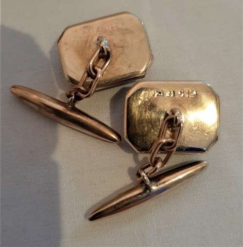 WOW-What a find, solid 9ct gold retro style SA Jeweler OBLO Cufflinks, original case