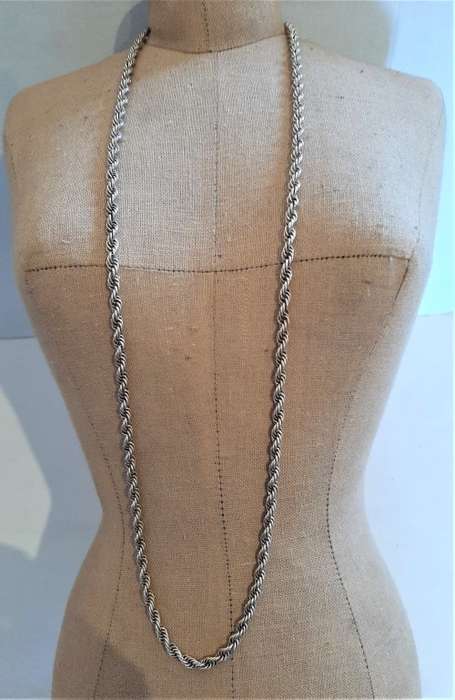 Another Heavy and longer 62cm twist rope design solid 925 silver neck chain working clasp, 14.9gr