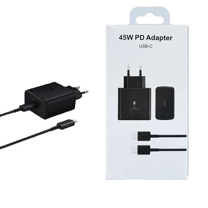 45W USB PD Generic Travel Adapter for Samsung with 5A USB-C to USB-C Charging Cable