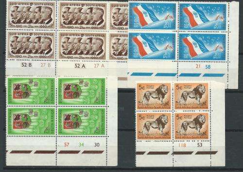 1961 Definitive issue Control blocks MNH superb condition. SACC 184-194 one with variety.