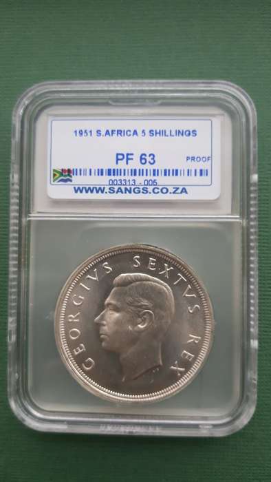 1951 SA Union 5 Shillings (Crown) Proof SANGS PF63. Beautiful! R1 Start!
