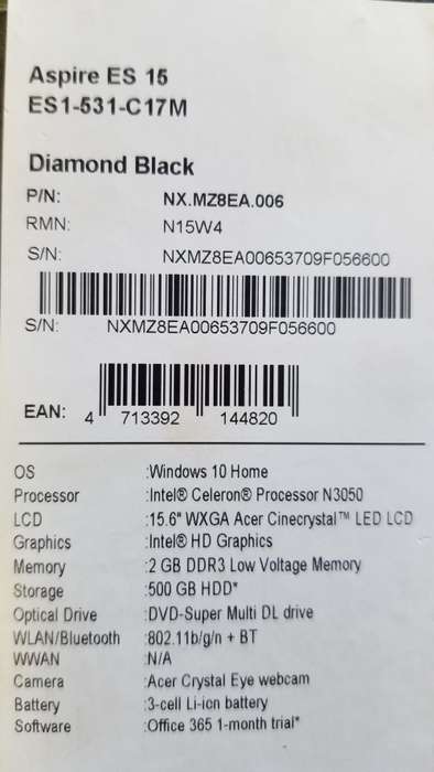 5 x ACER E15 Notebooks PLUS Vodaphone WiFi Modem and 1gb data per month each