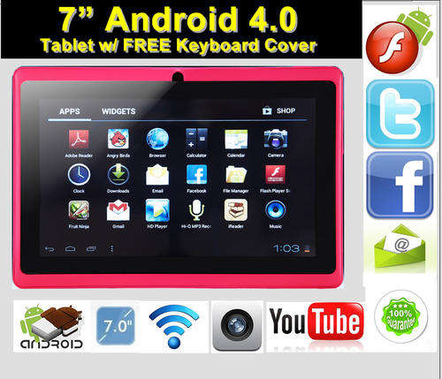 7" Android 4.0 PC Tablet in hot pink W/ FREE Keyboard Cover