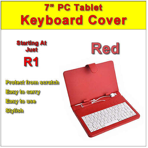 DELUXE Keyboard Case for 7 Inch Android PC Tablet - Red Color