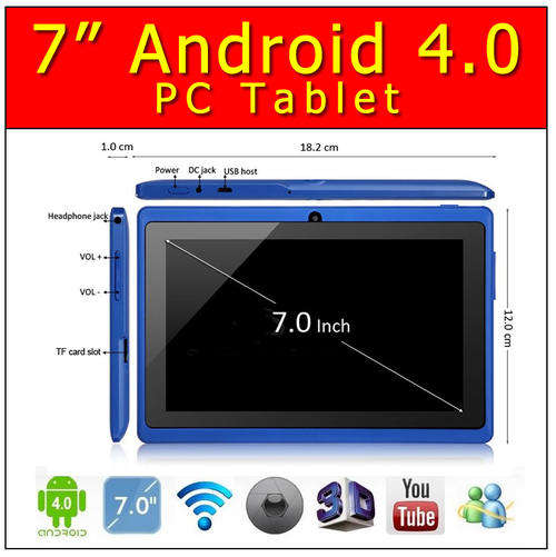 POWERFUL & NEWEST  7" Android 4.0 PC Tablet in blue On The Market Today!