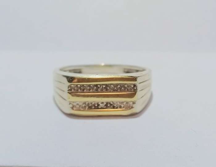 925 Mens diamond ring with 9ct gold inserts