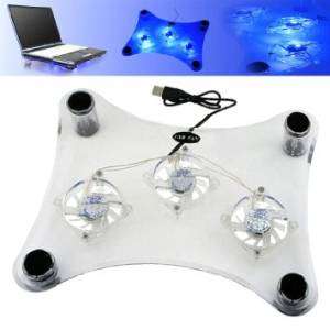 Laptop Cooling Pad with Blue LED Light and 3 Fans