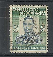 Southern Rhodesia.  1 x 5/- Stamp. Used/hinged