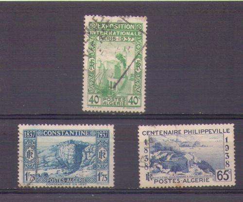 Algeria. 3 Different stamps. Used very slightly hinged