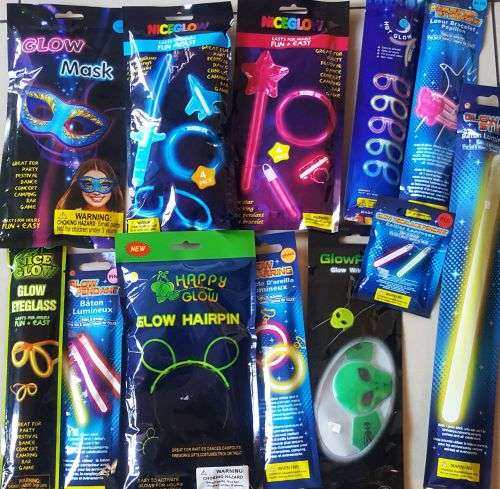 12 Assorted Glow Sticks == Bid per packet