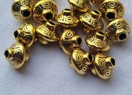 *Clearance Sale*20pc x (6x5.5mm) Bicone , Tibetan Style Gold Tone  Spacers