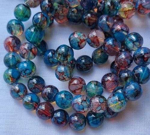 20Pc x 8mm  Imitation Opalite / Blue / Multi Color Glass  Beads