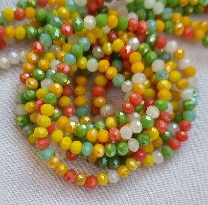 1 Strand (3mm)   Mixed  / Faceted /  Rondelle Glass Beads +-/ 110pcs
