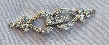1Pc x (43x10mm) Brass and Cubic Zirconia / Fold Over Clasp - 1 Set
