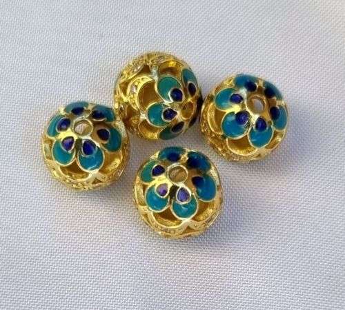 1pc x 10mm Multi Color /Round / Enamel / Brass/  Cubic Zirconia / Spacer Bead - Each