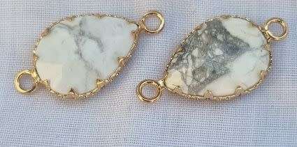 *Clearance Sale*1 pc Natural /  Howlite / Drop / Gold Tone /  Connector /  (27x14mm)