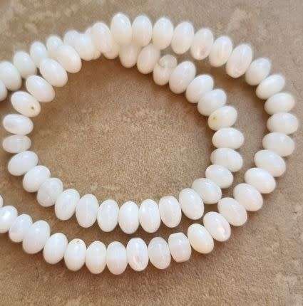 *Clearance Sale*1 Strand (+/-6x4mm) / White / Dyed Natural /  Freshwater Shell Rondelle Beads