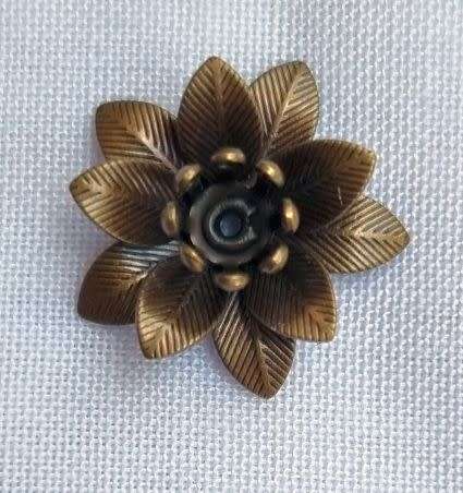 *Clearance Sale*1pc x (16x6mm) Brown/ Flower / Metal Bead Cap / Spacer Bead