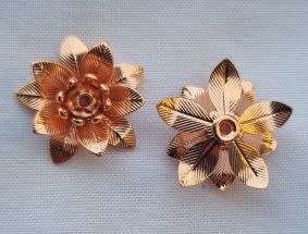 *Clearance Sale*1pc x (16x6mm) Rose Gold Tone / Flower / Metal Bead Cap / Spacer Bead