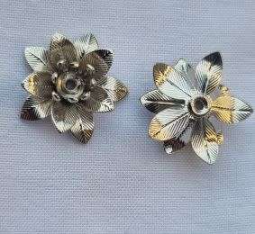 *Clearance Sale* 1pc x (16x6mm) Antique Silver / Flower / Metal Bead Cap / Spacer Bead