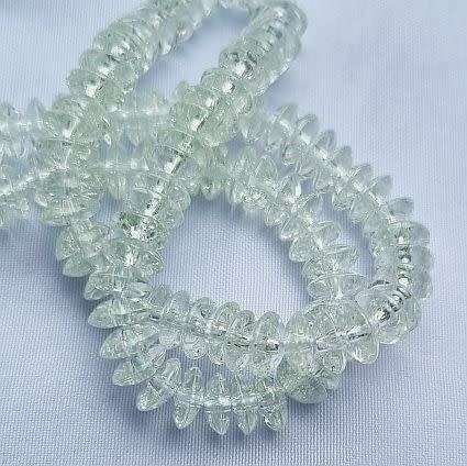 Clearance Sale **  1 Strand   (6x3mm)  Light Green /  Crackle / Disc/ Glass Beads (+/- 140pcs)