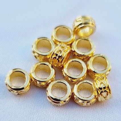 *Clearance Sale* 10pc x (6x3.5mm) Round , Tibetan Style Gold Tone  Spacers - Hole 3.5mm