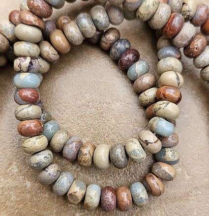 *Clearance Sale*1 Strand  (+/-8x5mm) Natural /Aqua Terra Jasper / Rondelle Beads +/- 85pc