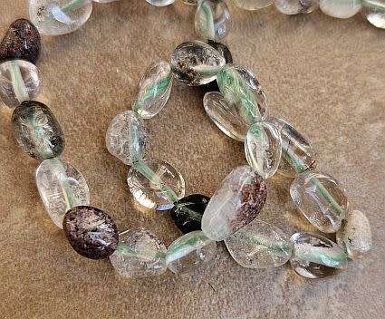*Clearance Sale*1 Strand  Natural / Green Lodolite Quartz/ Nugget Beads (Strand +/- 40cm)