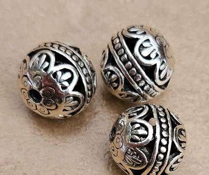 *Clearance Sale*4pc (14mm)  Round Tibetan Style Metal Spacer Beads
