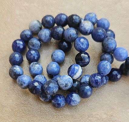1 Strand  (+/-6mm)  Natural Sodalite / Grade A /  Faceted   Round Beads +/- 58pc