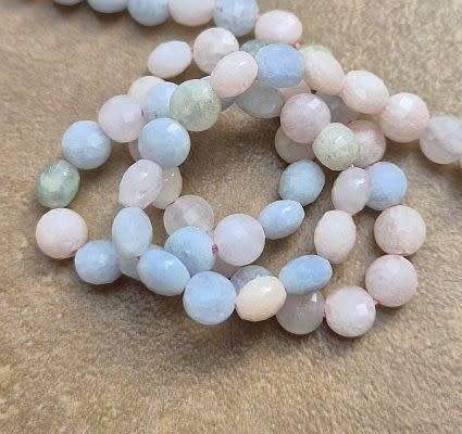 1 Strand ( +/- 6mm)   Natural / Morganite/ Flat Round Faceted / Beads +/- 60pcs