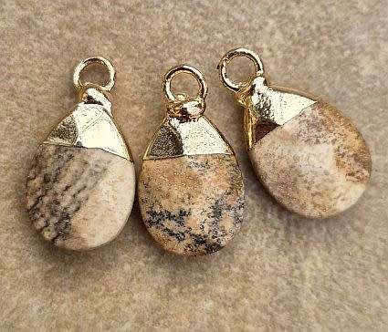 *Clearance Sale*1pc ( +/-18x 10mm) Natural /  Picture Jasper /  Faceted Drop /Charm /