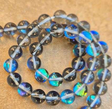 Clearance Sale**  15pcs x 8mm Synthetic Moonstone / Grey/ Glass Beads