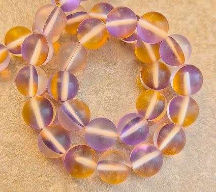 12pcs x 10mm Synthetic Moonstone / Orange / Purple  /Frosted / Glass Beads
